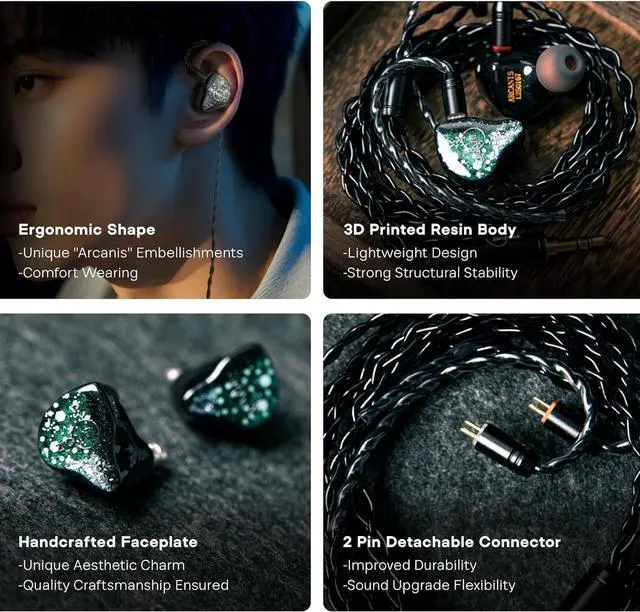 Alt view image 5 of 7 - Linsoul ZiiGaat Arcanis in Ear Monitor, Professional 2DD+5BA Hybrid IEM Earphone Kiwi Ears Earbud Case, Portable Earphone Carrying Case