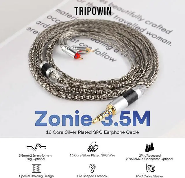 Alt view image 7 of 7 - Linsoul ZiiGaat Lush in Ear Monitor, 1DD+4BA Hybrid Earphone IEM, Studio Monitor Tunning Wired Earbuds with Detachable Cable (Silver) Tripowin Zonie IEM Cable(2pin 0.78mm, 3.5mm)(Grey)