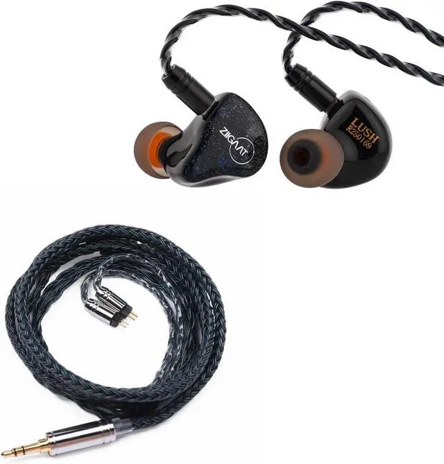 Main image of Linsoul ZiiGaat Lush in Ear Monitor, 1DD+4BA Hybrid Earphone IEM(Silver Blue) Tripowin Zonie IEM Cable, 16 Core Silver Plated Earphone Upgraded Cords(2pin 0.78mm, 3.5mm)(Moss)