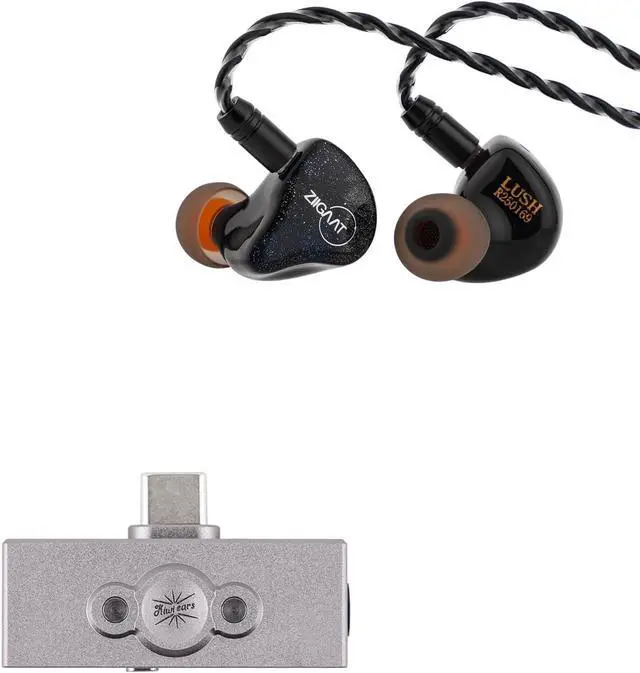 Main image of Linsoul ZiiGaat Lush in Ear Monitor, 1DD+4BA Hybrid Earphone IEM, Studio Monitor Tunning Wired Earbuds with Detachable Cable (Silver Blue) + Kiwi Ears Allegro Pro Upgraded IEM Earphone DAC/AMP