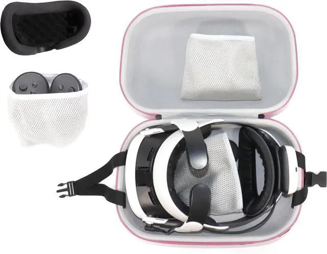 Alt view image 4 of 6 - GETGEAR VR Headset Case for compatible with Sony PlayStatioin VR 2, also fits for Meta Quest 3 / 3S with Battery Strap like BOBOVER S3 Pro/KIWI (Pink)