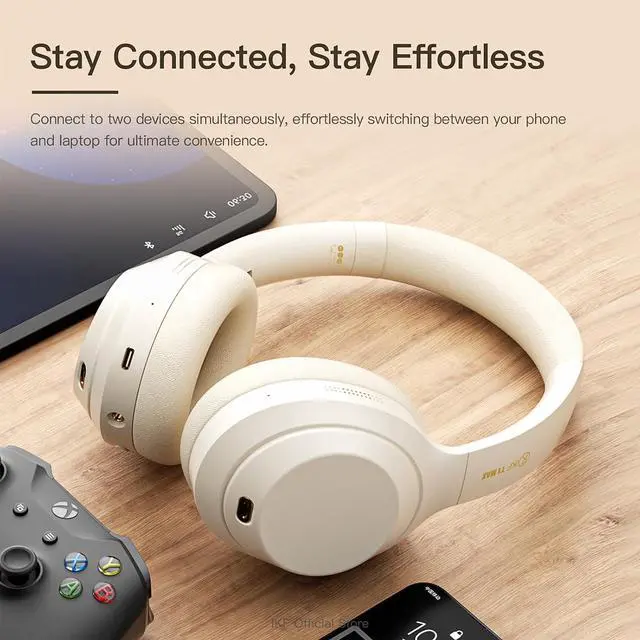 Alt view image 6 of 7 - T1/T1 Pro/T1 Max Wireless Bluetooth Over-Ear Headphones, 100H Battery, HiFi Sound, ANC, Multi-Device Connection, App Control, Wired Mode, for Travel, Work, Gaming, Music T1 Max Black
