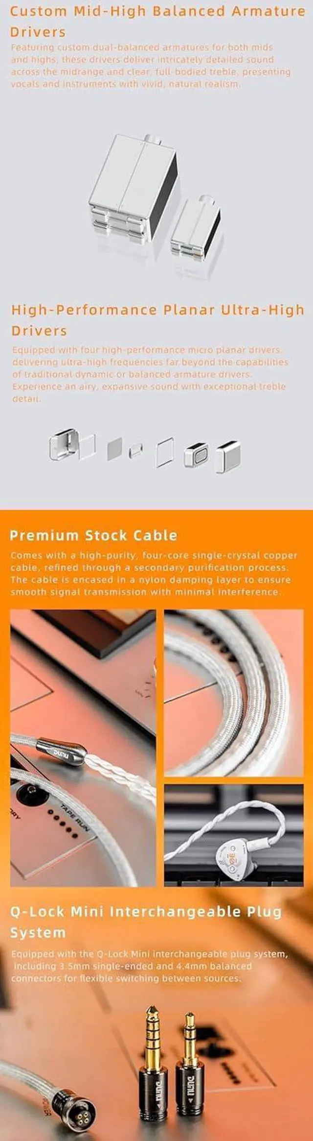 Alt view image 6 of 7 - DUNU DK3001 BD 1DD+4BA+4Planar in-Ear Headphone with 3.5mm 4.4mm Plug