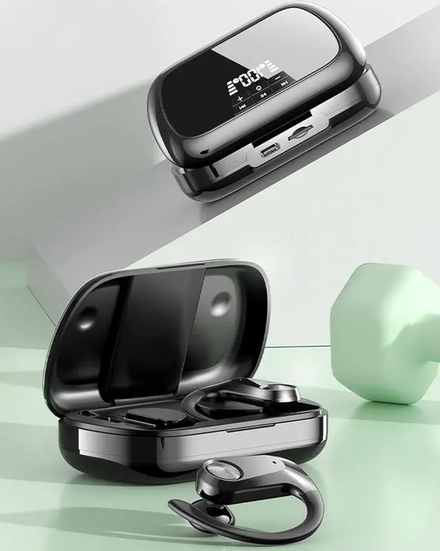 Alt view image 5 of 7 - Bluetooth Wireless Earbuds Over Ear Headphones with Display Case - Hi-Res Surround Sound, All-Day Comfort & Multi-Format Playback for Gaming, Video & Music