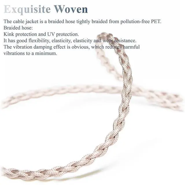 Alt view image 4 of 7 - 6N Single Crystal Copper IPX IEM Cable for IPX UE5 Pro UE6 Pro UE7 Pro UE11 Pro UE18+PRO UE350 UE250 UE150 UE Live UE RM UE RR 4.4mm Balanced Hi-Fi Earphone Upgrade Cable (3.5mm Plug)