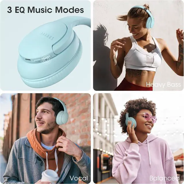 Alt view image 6 of 7 - DOQAUS Blutooth Headphones Over Ear Bluetooth Headphones (Life 4 + Life 4)