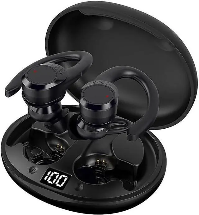 Main image of Wireless Earbuds with Earhooks Headphones Bluetooth 5.2 in-Ear Earphones with LED Display Noise Cancelling Earbud,IPX6 Waterproof Earphones with Mic & Single Battery Life 10H for Phone Workout Running