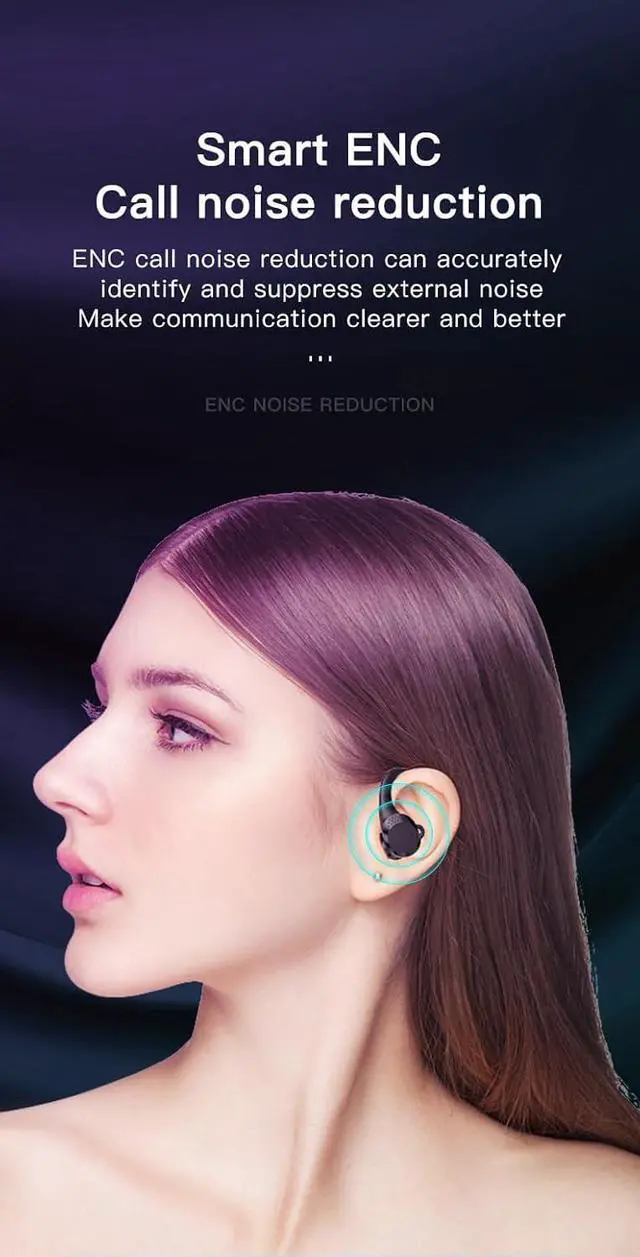 Alt view image 4 of 7 - Wireless Earbuds with Earhooks Headphones Bluetooth 5.2 in-Ear Earphones with LED Display Noise Cancelling Earbud,IPX6 Waterproof Earphones with Mic & Single Battery Life 10H for Phone Workout Running