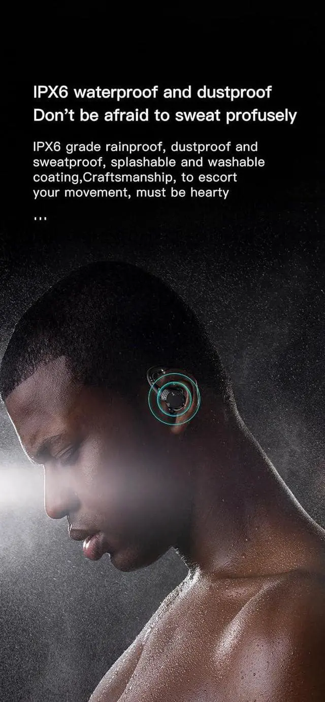 Alt view image 2 of 7 - Wireless Earbuds with Earhooks Headphones Bluetooth 5.2 in-Ear Earphones with LED Display Noise Cancelling Earbud,IPX6 Waterproof Earphones with Mic & Single Battery Life 10H for Phone Workout Running