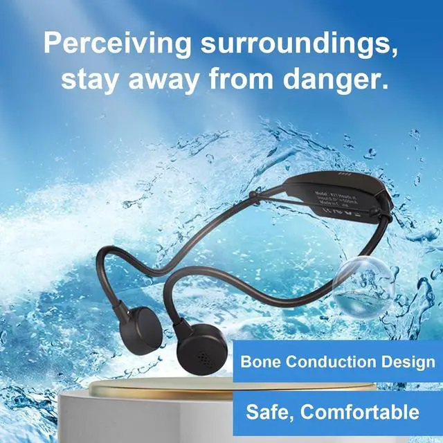 Alt view image 2 of 7 - FOSA Bone Conduction Sport Headphones, 16G MP3 Swimming Diving Headset, Immersive Sound for Cycling, Running, Fitness, with Sticker Pack (Black)