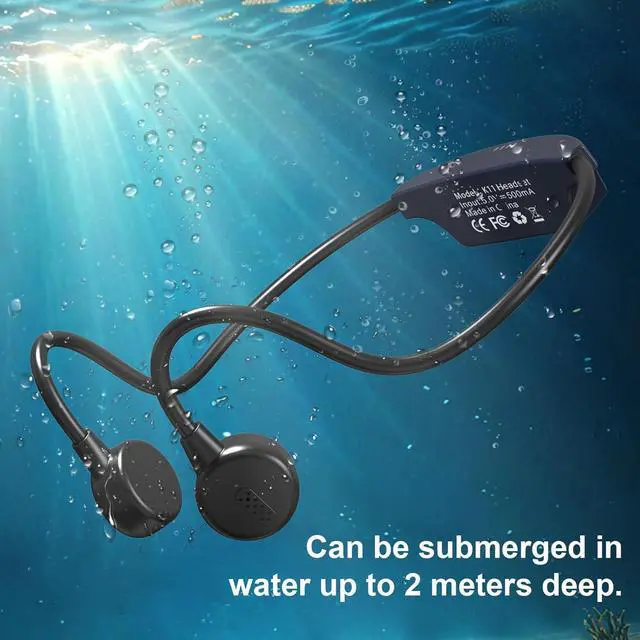 Alt view image 4 of 7 - FOSA Bone Conduction Sport Headphones, 16G MP3 Swimming Diving Headset, Immersive Sound for Cycling, Running, Fitness, with Sticker Pack (Black)