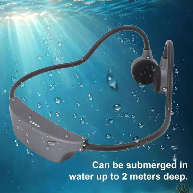 Alt view image 5 of 7 - FOSA Bone Conduction Sport Headphones, 16G MP3 Swimming Diving Headset, Immersive Sound for Cycling, Running, Fitness, with Sticker Pack (Gray)