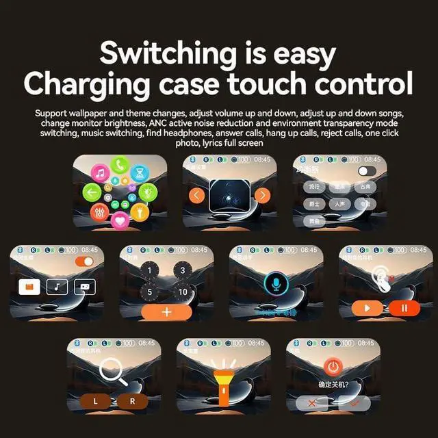 Alt view image 2 of 7 - Wireless Ear Buds Bluetooth 5.4 Headphones ANC Noise Canceling,HiFi Stereo & Touch Controls,IPX5 Waterproof in-Ear Earbuds with Mic,Stereo Bass Sports Earphones for iPhone,Android,White