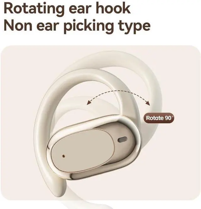 Alt view image 4 of 7 - Wireless Translation Open Ear Earbuds with Ear Hooks Open Ear Headphones Bluetooth 5.4 Sports Earphones Built-in Mic,Bilateral Stereo 60H Playtime for Running,Sports,Cycling,Driving,White