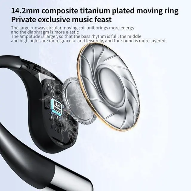 Alt view image 3 of 7 - Headphones Open Ear Earbuds with Ear Hooks Wireless Bluetooth V5.4 Earphones with ENC Call Noise Reduction,60 Hours Playtime IPX5 Waterproof Sport Headphones for Running,Cycling,Driving,Black