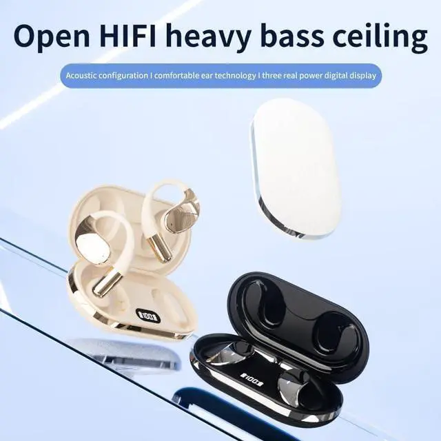Alt view image 2 of 7 - Headphones Open Ear Earbuds with Ear Hooks Wireless Bluetooth V5.4 Earphones with ENC Call Noise Reduction,60 Hours Playtime IPX5 Waterproof Sport Headphones for Running,Cycling,Driving,Black