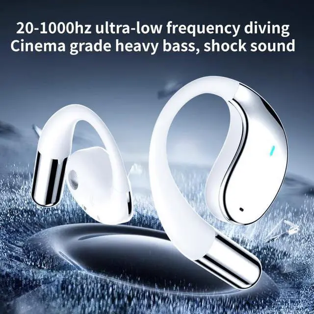Alt view image 4 of 7 - Headphones Open Ear Earbuds with Ear Hooks Wireless Bluetooth V5.4 Earphones with ENC Call Noise Reduction,60 Hours Playtime IPX5 Waterproof Sport Headphones for Running,Cycling,Driving,Black