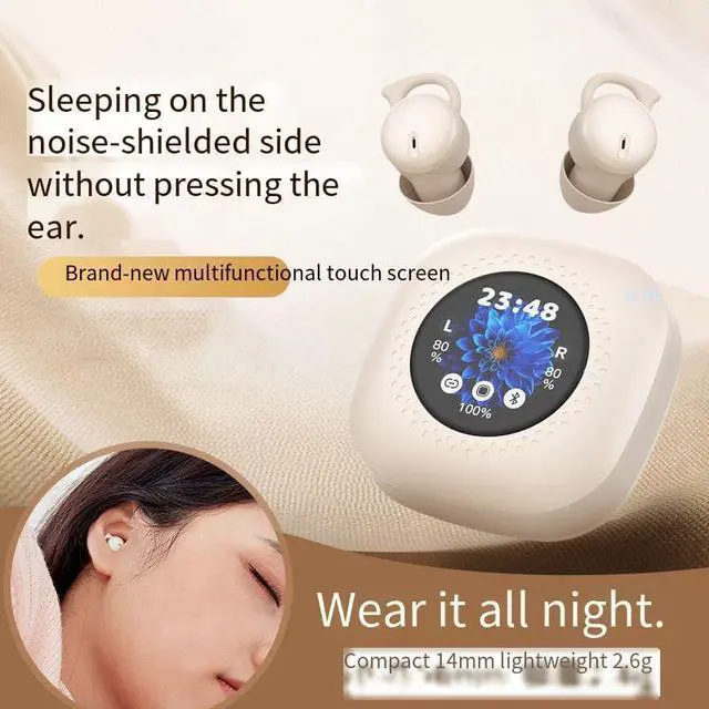 Alt view image 3 of 7 - Headphones Sleep Earbuds Invisible Wireless Bluetooth Ear Buds for Sleeping Noise Cancelling Mini Earbuds,Discreet in-Ear Tiny Earphones for Sleeping,LCD Full-Color Touch Screen for Work,Hiking-Black