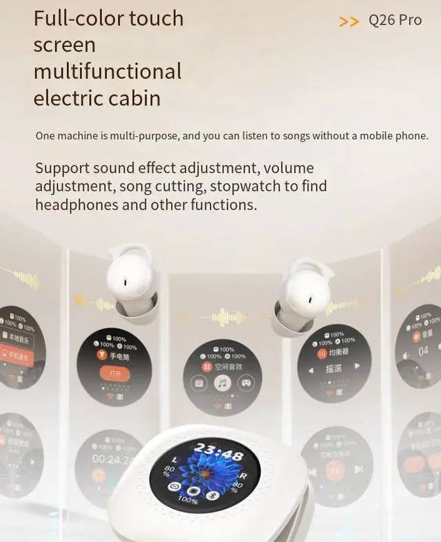 Alt view image 5 of 7 - Headphones Sleep Earbuds Invisible Wireless Bluetooth Ear Buds for Sleeping Noise Cancelling Mini Earbuds,Discreet in-Ear Tiny Earphones for Sleeping,LCD Full-Color Touch Screen for Work,Hiking-Black