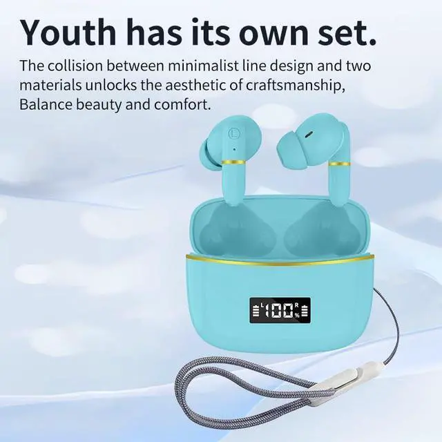 Alt view image 2 of 7 - Wireless Earbud Buds - True Wireless Noise Cancelling Earbuds - Compatible with Apple & Android, Built-in Microphone, IPX5 Rating, Sweat Resistant Earphones, Headphones Bluetooth 5.3 - White