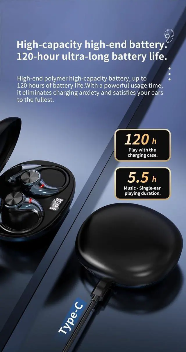 Alt view image 7 of 7 - Open Ear Headphones Bluetooth 5.4 Wireless Earbuds Hooks, Noise Reduction for Call,,120 Hours Playtime & Mic Clear Call Sports,IPX5 Waterproof Sports Fitness Ear Buds for Running Fitness-Beige