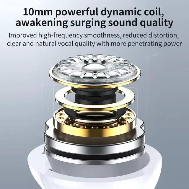 Alt view image 6 of 7 - Wireless Earbud Buds - True Wireless Noise Cancelling Earbuds - Compatible with Apple & Android, Built-in Microphone, IPX5 Rating, Sweat Resistant Earphones, Headphones Bluetooth 5.3 - White