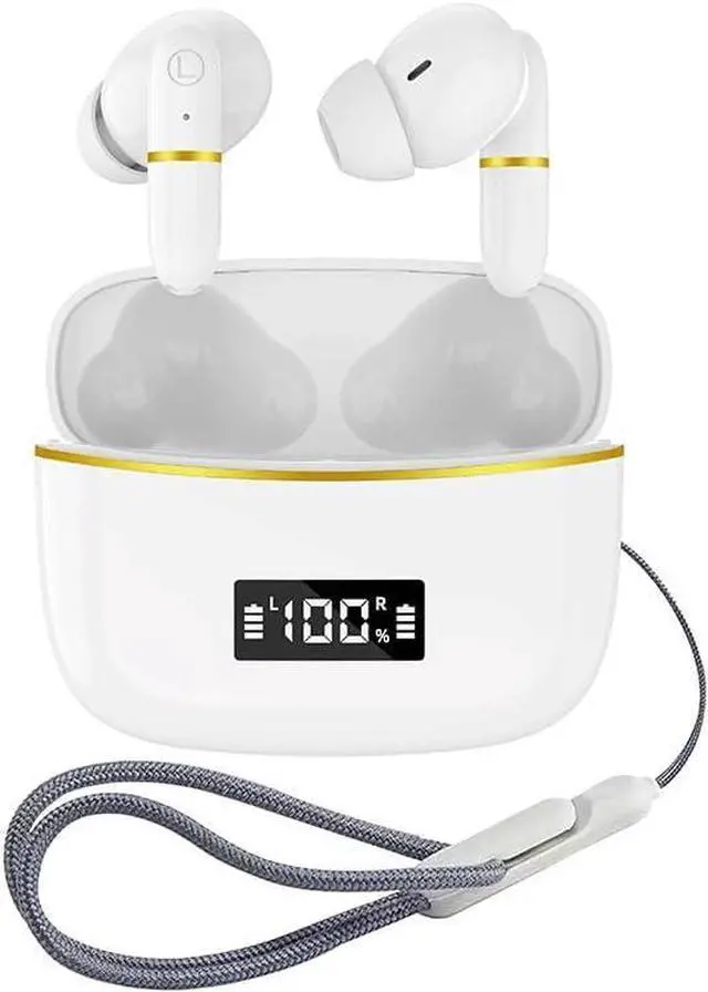 Main image of Wireless Earbud Buds - True Wireless Noise Cancelling Earbuds - Compatible with Apple & Android, Built-in Microphone, IPX5 Rating, Sweat Resistant Earphones, Headphones Bluetooth 5.3 - White