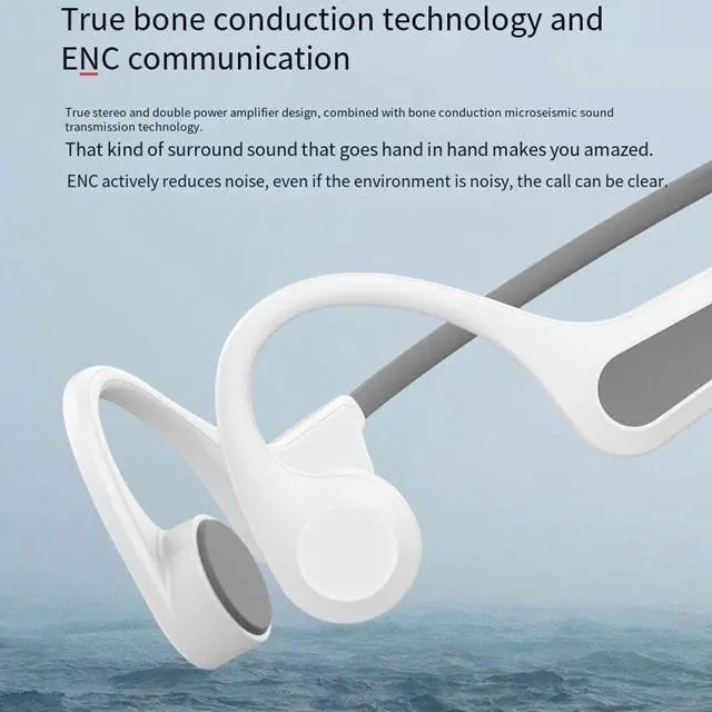 Alt view image 2 of 7 - Wireless Earbuds - Bone Conduction On Ear Headphones IPX6 Waterproof Sports Headset,200 mAh Battery Capacity and 8 Hours of Playback Time,Ergonomic Running Music Earphones for Running,Cycling & Gym(Re