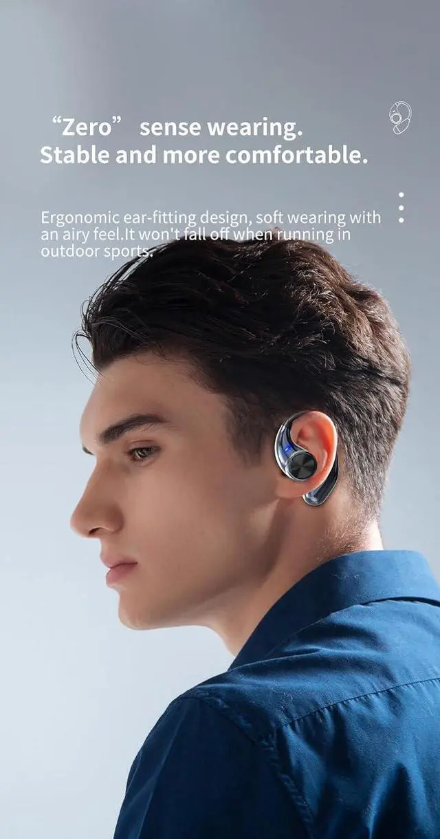 Alt view image 4 of 7 - Open Ear Headphones Bluetooth 5.4 Wireless Earbuds Hooks, Noise Reduction for Call,,120 Hours Playtime & Mic Clear Call Sports,IPX5 Waterproof Sports Fitness Ear Buds for Running Fitness-Beige