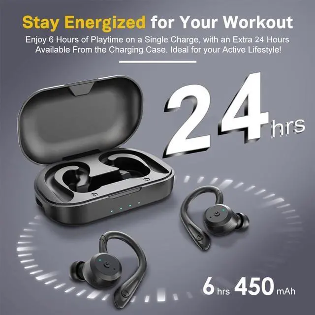 Alt view image 2 of 6 - Wireless Earbuds Bluetooth in Ear with Microphone,Bluetooth 5.3 IPX5 Waterproof Headsets for Workouts Running