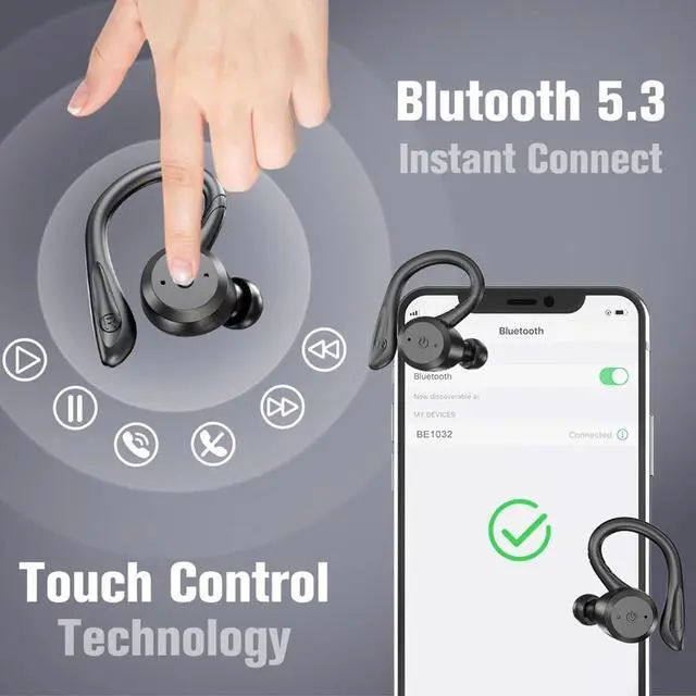 Alt view image 4 of 6 - Wireless Earbuds Bluetooth in Ear with Microphone,Bluetooth 5.3 IPX5 Waterproof Headsets for Workouts Running