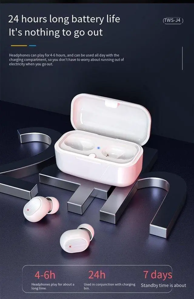 Alt view image 2 of 6 - Wireless Earbuds Bluetooth,Sports Earphones Deep Bass with Charging Case Headset,Phone Laptop PC TV Running Workout8(White)