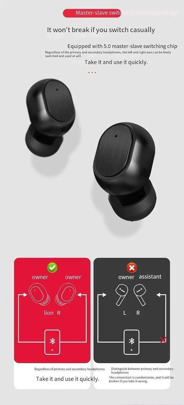 Alt view image 5 of 6 - Wireless Earbuds Bluetooth,Sports Earphones Deep Bass with Charging Case Headset,Phone Laptop PC TV Running Workout8(White)