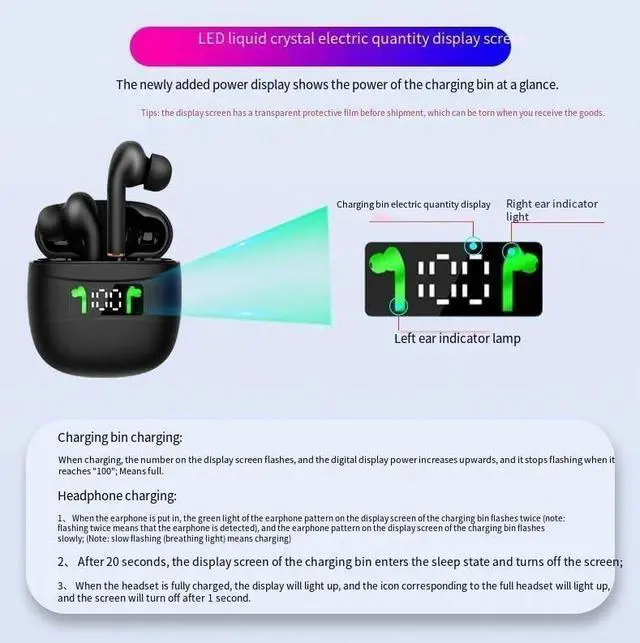Alt view image 3 of 7 - Wireless Earbuds Bluetooth Bluetooth Sports Light-Weight Earbud with Mic for Phone Laptop PC TV Running Workout