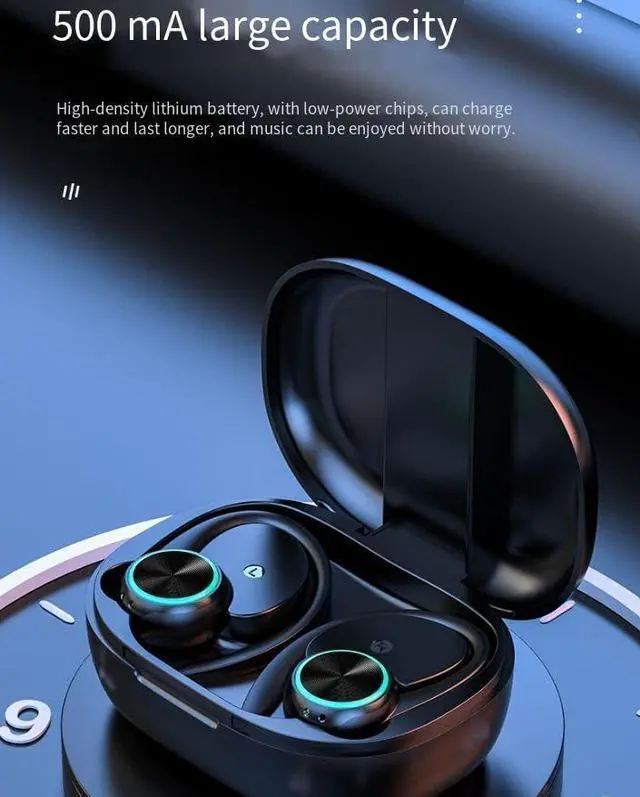 Alt view image 4 of 7 - Wireless Earbuds Earhook Headphones Bluetooth 5.3 with LED Display Charging Case,IPX5 Waterproof in-Ear Ear Buds with Mic,Advanced Active Noise Cancelling,8H Single Use for Android/iOS Phone-White