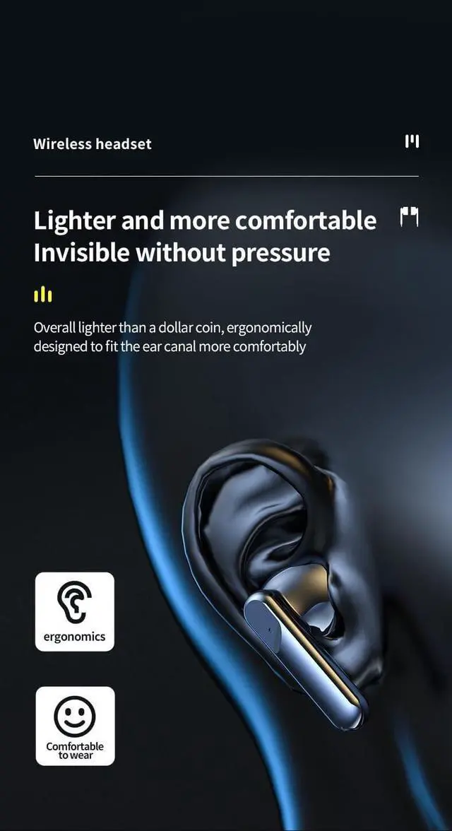 Alt view image 3 of 7 - Wireless Earbuds Bluetooth 5.3 Headphones, Ultra Long Lasting for Phone Laptop PC TV Running Workout(Black)