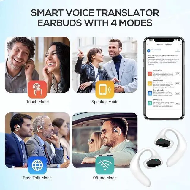 Alt view image 6 of 7 - Ailymur V2 Translator Earbuds, Roostick Echosene Translation Earbuds, Real Time Ai Powered Traductor, Wireless Bluetooth Translating Headphones for Spanish, 144 Languages & Accents(2pcs)