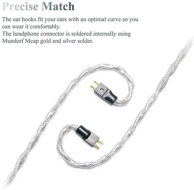 Alt view image 2 of 7 - 6N Single Crystal Silver IEM Cable for FitEar 224 MH334 MH335DW MH335ht Private 222 223 333 Aya TITAN Air2 TG223 333 334 335 EST Universal 4.4mm Balanced Earphone Upgrade Cable (4.4mm Plug)
