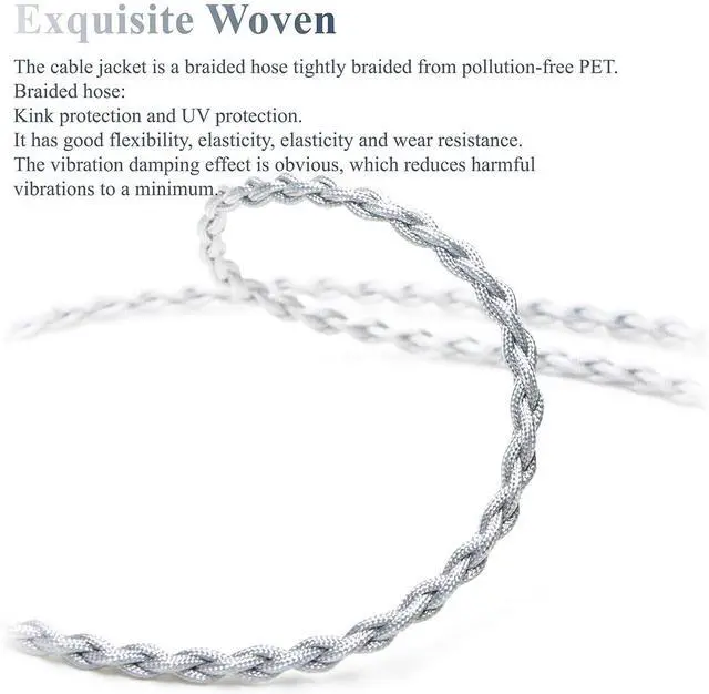 Alt view image 4 of 7 - 6N Single Crystal Silver IEM Cable for FitEar 224 MH334 MH335DW MH335ht Private 222 223 333 Aya TITAN Air2 TG223 333 334 335 EST Universal 4.4mm Balanced Earphone Upgrade Cable (4.4mm Plug)