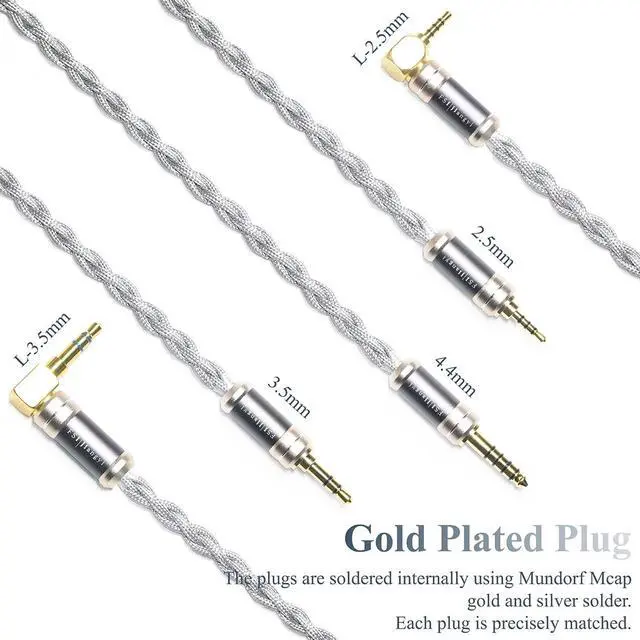 Alt view image 6 of 7 - 6N Single Crystal Silver IEM Cable for FitEar 224 MH334 MH335DW MH335ht Private 222 223 333 Aya TITAN Air2 TG223 333 334 335 EST Universal 4.4mm Balanced Earphone Upgrade Cable (4.4mm Plug)