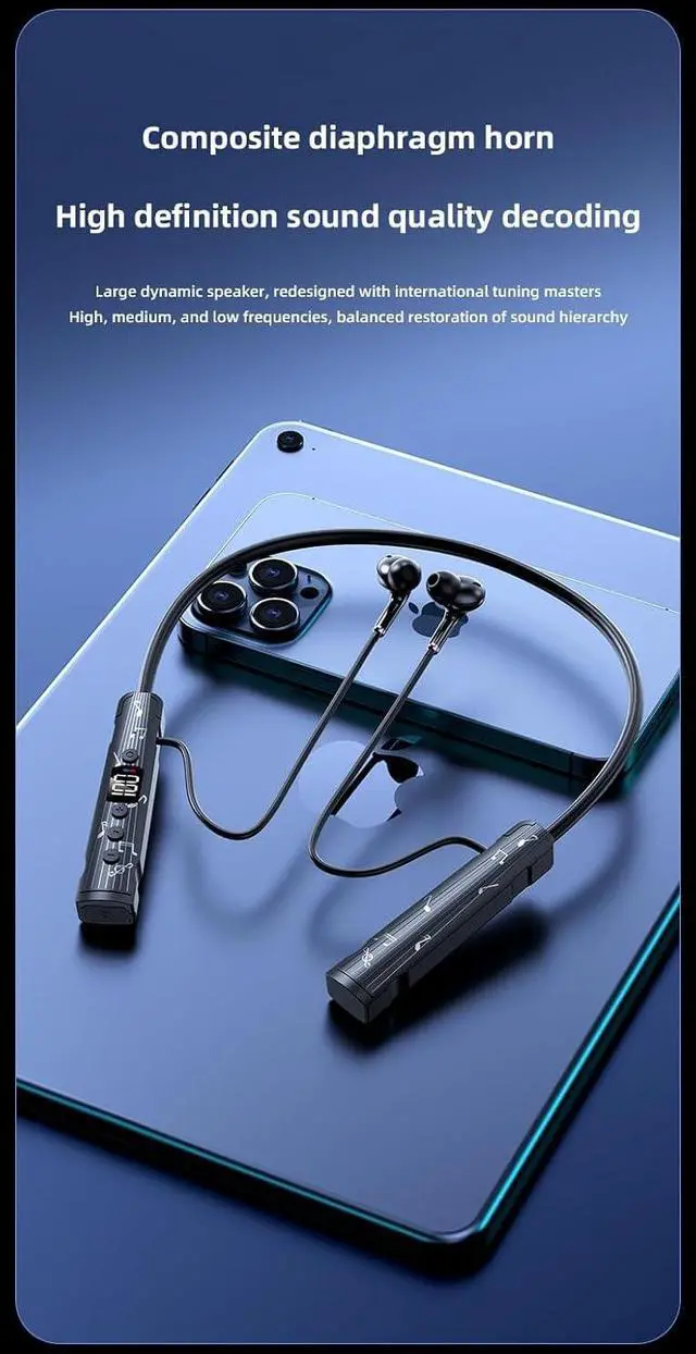 Alt view image 5 of 7 - Wireless Earbuds Neckband Bluetooth 5.4 Headphones,Pop Up Memory Card Slot & Noise Cancelling Mic,HiFi Stereo Deep Bass Earphones Single Battery Life 50H for Sports/Music/Phone Call,Pink