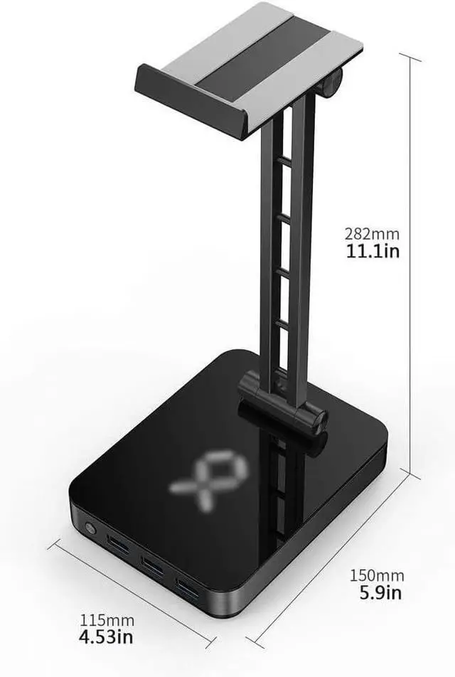 Alt view image 2 of 7 - Headphone Stand Headset Holder Headset Stand Aluminum Alloy Multi-Function Headphone Holder USB Interface Controllable RGB Color Light Headphone Holder Headphone Holder