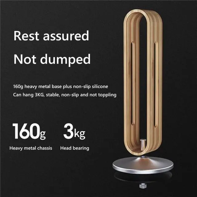 Alt view image 3 of 6 - Headphone Stand Headset Holder Headset Stand Creative Earphone Display Rack Hanger Holder Bracket Wood Aluminum Over The Ear Headphone Holder