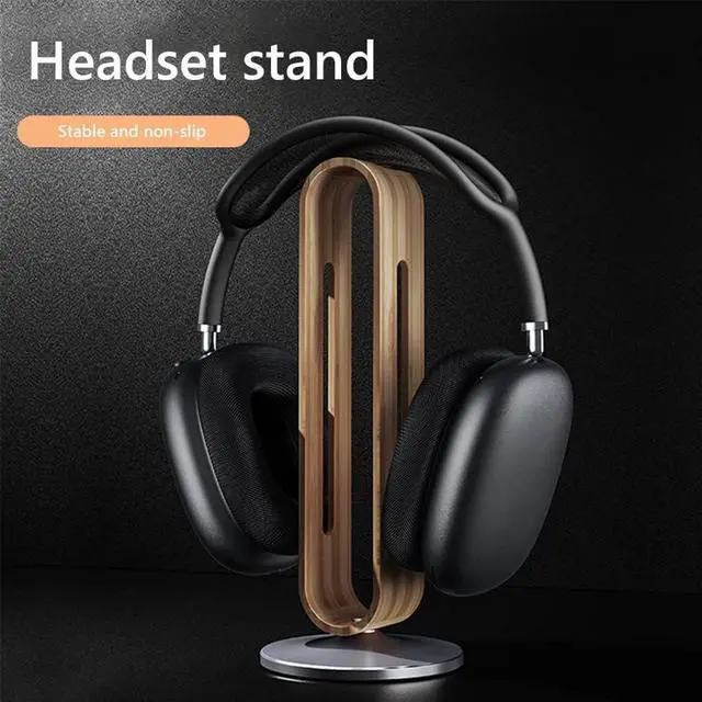 Alt view image 6 of 6 - Headphone Stand Headset Holder Headset Stand Creative Earphone Display Rack Hanger Holder Bracket Wood Aluminum Over The Ear Headphone Holder