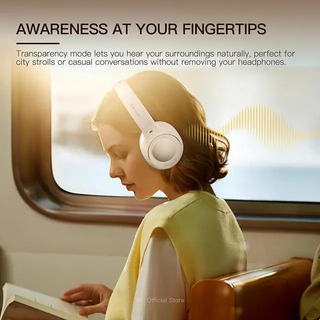 Alt view image 3 of 7 - King Pro + Wireless Over-Ear Bluetooth Headphones with 48dB Active Noise Cancellation(ANC), HiFi Hi-Res Sound,Transparency Mode,125H Playback, Detachable Wireless Mic,Wired Audio (Black)