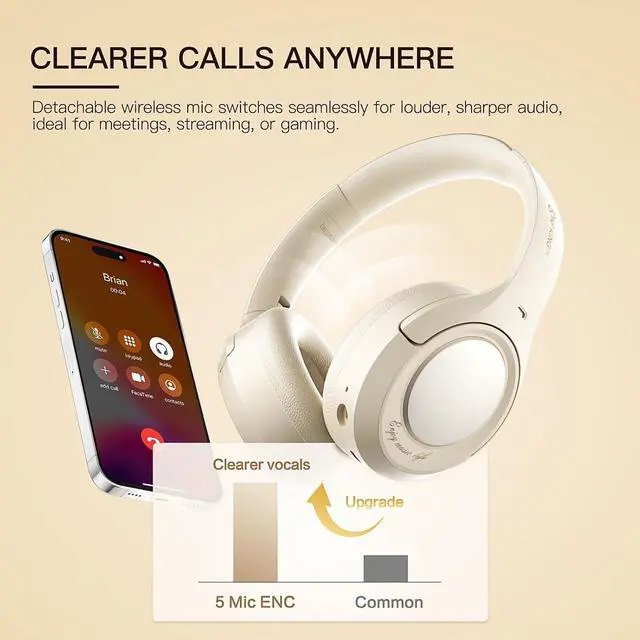 Alt view image 5 of 7 - King Pro + Wireless Over-Ear Bluetooth Headphones with 48dB Active Noise Cancellation(ANC), HiFi Hi-Res Sound,Transparency Mode,125H Playback, Detachable Wireless Mic,Wired Audio (Black)