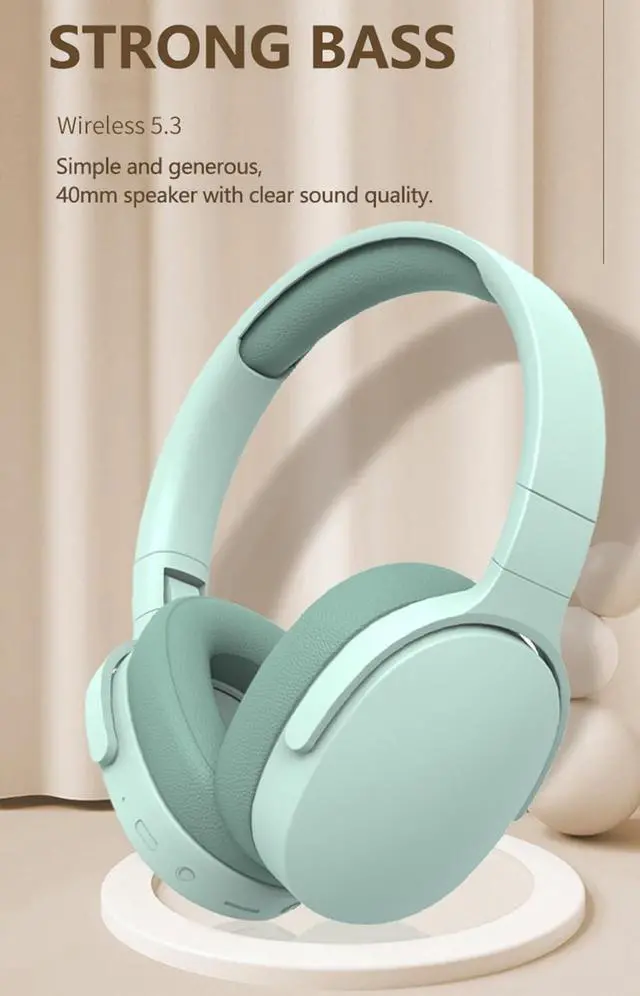 Alt view image 7 of 7 - On-Ear Bluetooth Headset, Foldable, Low Latency for Travel/Work and TV/PC/Mobile - Green