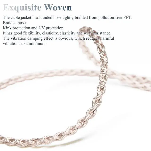 Alt view image 4 of 7 - 6N Single Crystal Copper Headphone Cable for Dan Clark Audio/MrSpeakers AEON 2 Noire ETHER C Flow AEON 2 NOIRE X ETHER 2 STEALTH EXPANSE E3 4.4mm Balanced Hi-Fi Headphone Upgrade Cable (4Pin XLR Plug)