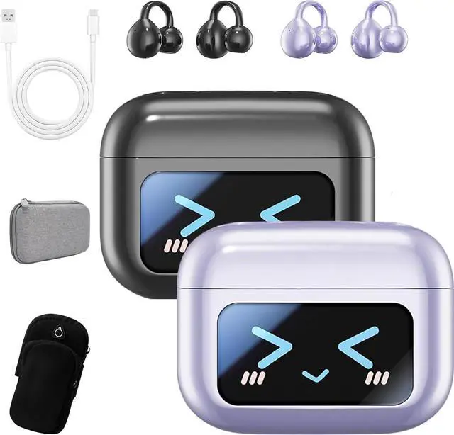 Main image of M100 Clip On Ear Headphones with Audio-Visual Future Touch Screen, Bluetooth Wireless Open Ear Clip Earbuds for Music & Phone Calls, Sport Waterproof & Sweatproof (C)