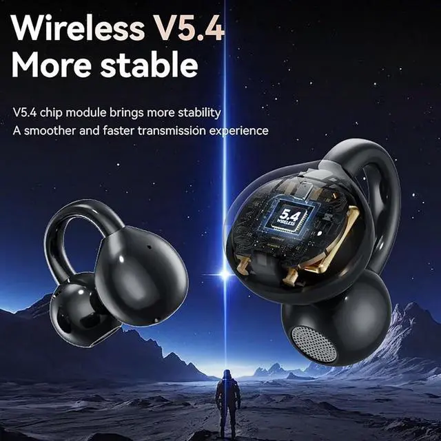 Alt view image 4 of 7 - M100 Clip On Ear Headphones with Audio-Visual Future Touch Screen, Bluetooth Wireless Open Ear Clip Earbuds for Music & Phone Calls, Sport Waterproof & Sweatproof (C)